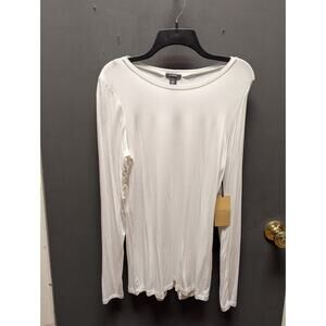 Halogen white long leeve top shirt size Large NEW scoop neck travel lightweight